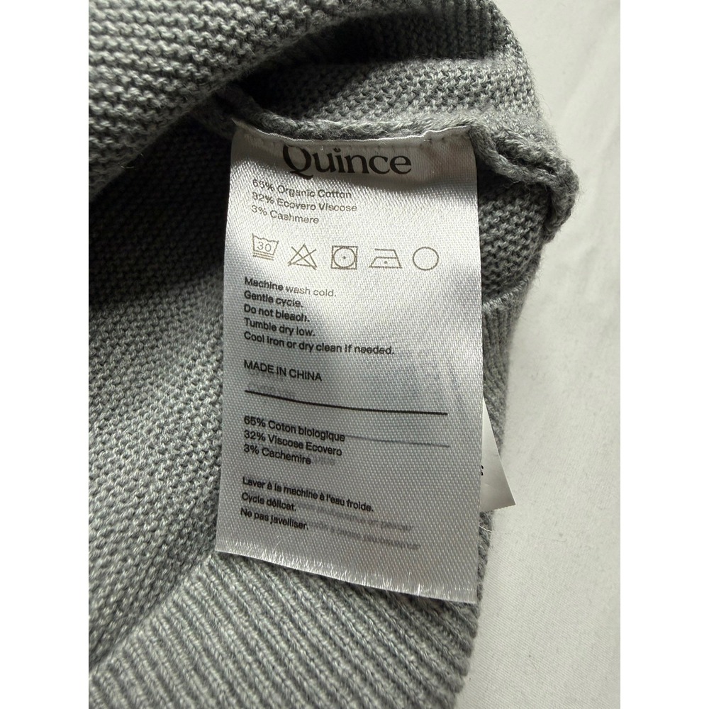 Quince Lightweight Cotton Cashmere Link-Stitch Dolman Heather Gray Women's M - Picture 4 of 9